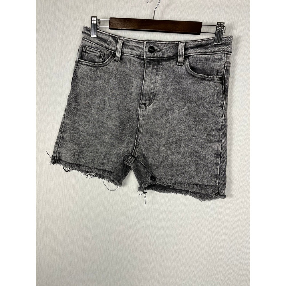 Kendall + Kylie Shorts Womens 9/29 Gray Icon High Rise Straight Raw Hem